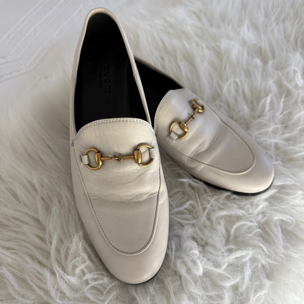 GUCCI BRIXTON LOAFERS, 36.5, WHITE